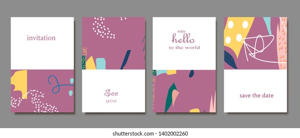 Set of creative universal cards. Designs for prints, banner, poster, placard, brochure, flyer, wedding, birthday, party invitations.