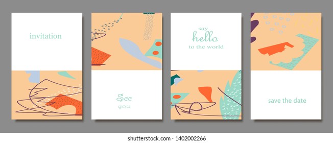 Set of creative universal cards. Designs for prints, banner, poster, placard, brochure, flyer, wedding, birthday, party invitations.