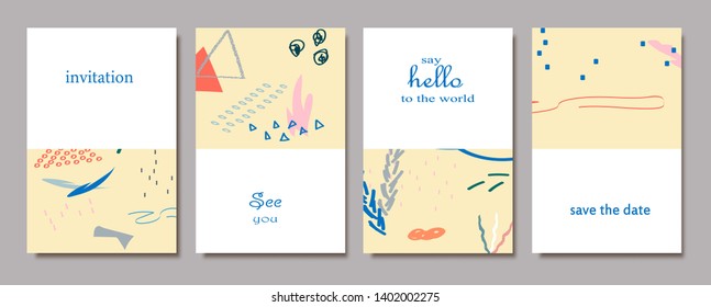 Set of creative universal cards. Designs for prints, banner, poster, placard, brochure, flyer, wedding, birthday, party invitations.