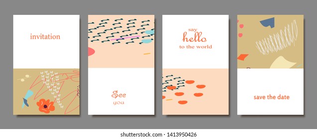 Set of creative universal cards. Designs for prints, banner, poster, placard, brochure, flyer, wedding, birthday, party invitations.