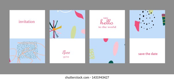 Set of creative universal cards. Designs for prints, banner, poster, placard, brochure, flyer, wedding, birthday, party invitations.