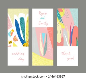 Set of creative universal cards. Designs for prints, banner, poster, placard, brochure, flyer, wedding, birthday, party invitations.
