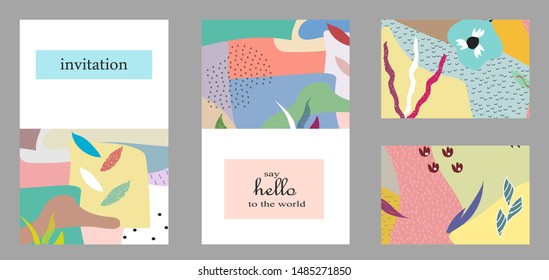 Set of creative universal cards. Designs for prints, banner, poster, placard, brochure, flyer, wedding, birthday, party invitations.
