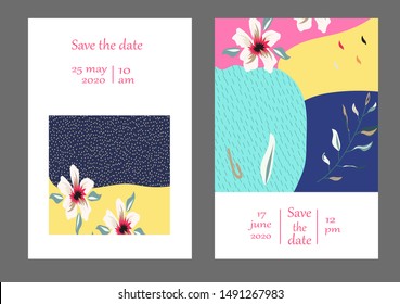 Set of creative universal cards. Designs for prints, banner, poster,card, cover, invitation, placard, brochure, flyer, wedding, birthday, party invitations.