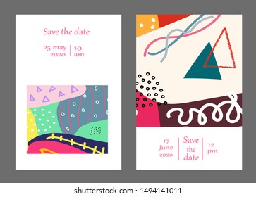 Set of creative universal cards. Designs for prints, banner, poster,card, cover, invitation, placard, brochure, flyer, wedding, birthday, party invitations.