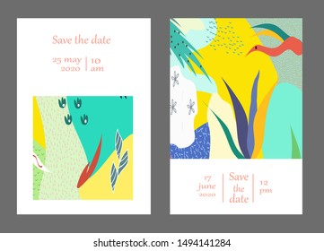 Set of creative universal cards. Designs for prints, banner, poster,card, cover, invitation, placard, brochure, flyer, wedding, birthday, party invitations.