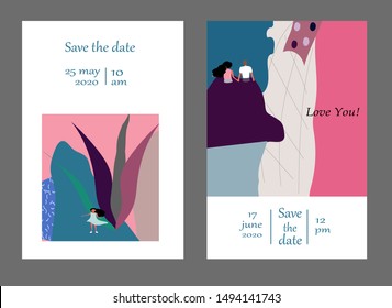 Set of creative universal cards. Designs for prints, banner, poster,card, cover, invitation, placard, brochure, flyer, wedding, birthday, party invitations.