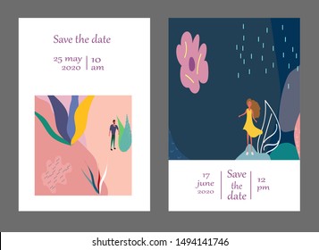 Set of creative universal cards. Designs for prints, banner, poster,card, cover, invitation, placard, brochure, flyer, wedding, birthday, party invitations.