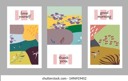 Set of creative universal cards. Designs for prints, banner, poster, placard, brochure, flyer, wedding, birthday, party invitations.