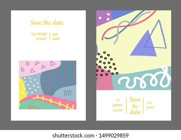 Set of creative universal cards. Designs for prints, banner, poster,card, cover, invitation, placard, brochure, flyer, wedding, birthday, party invitations.