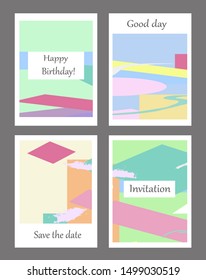Set of creative universal cards. Designs for prints, banner, poster,card, cover, invitation, placard, brochure, flyer, wedding, birthday, party invitations.
