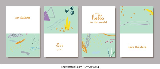 Set of creative universal cards. Designs for prints, banner, poster, placard, brochure, flyer, wedding, birthday, party invitations.