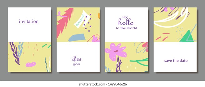 Set of creative universal cards. Designs for prints, banner, poster, placard, brochure, flyer, wedding, birthday, party invitations.