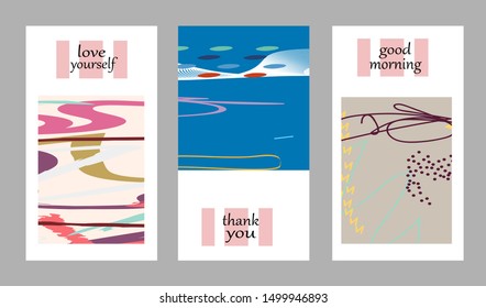 Set of creative universal cards. Designs for prints, banner, poster, placard, brochure, flyer, wedding, birthday, party invitations.