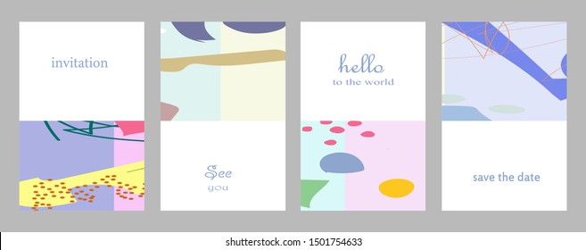 Set of creative universal cards. Designs for prints, banner, poster, placard, brochure, flyer, wedding, birthday, party invitations.