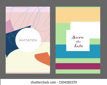 Set of creative universal cards. Designs for prints, banner, poster,card, cover, invitation, placard, brochure, flyer, wedding, birthday, party invitations.