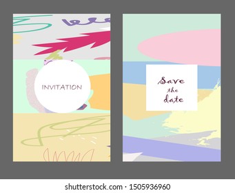 Set of creative universal cards. Designs for prints, banner, poster,card, cover, invitation, placard, brochure, flyer, wedding, birthday, party invitations.
