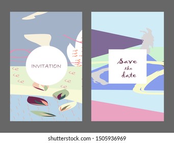 Set of creative universal cards. Designs for prints, banner, poster,card, cover, invitation, placard, brochure, flyer, wedding, birthday, party invitations.