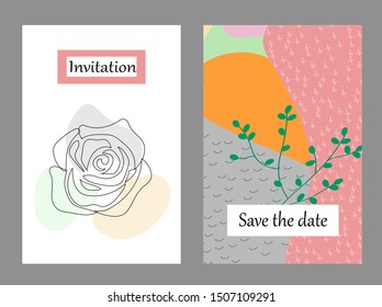 Set of creative universal cards. Designs for prints, banner, poster,card, cover, invitation, placard, brochure, flyer, wedding, birthday, party invitations.