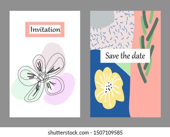 Set of creative universal cards. Designs for prints, banner, poster,card, cover, invitation, placard, brochure, flyer, wedding, birthday, party invitations.