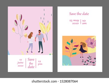 Set of creative universal cards. Designs for prints, banner, poster,card, cover, invitation, placard, brochure, flyer, wedding, birthday, party invitations.