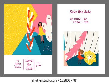 Set of creative universal cards. Designs for prints, banner, poster,card, cover, invitation, placard, brochure, flyer, wedding, birthday, party invitations.