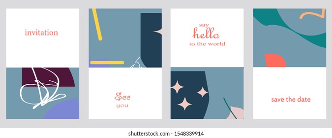Set of creative universal cards. Designs for prints, banner, poster,card, cover, invitation, placard, brochure, flyer, wedding, birthday, party invitations.