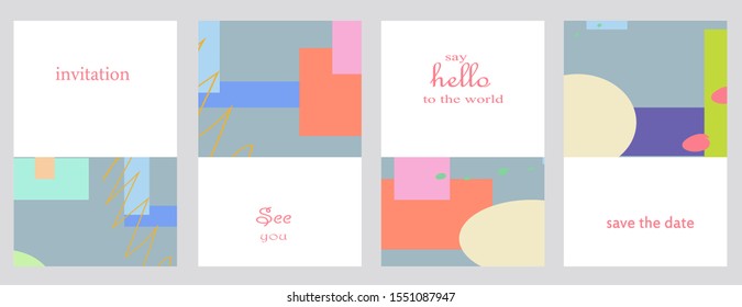 Set of creative universal cards. Designs for prints, banner, poster,invitation, placard, brochure, flyer, wedding, birthday, party.