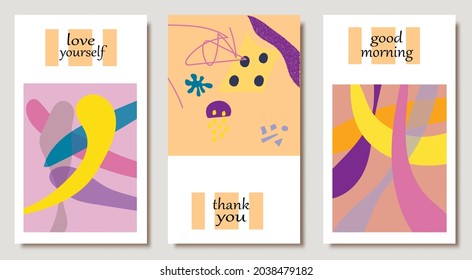 Set of creative universal cards. Designs for prints, banner, poster, placard, brochure, flyer, wedding, birthday, party invitations.