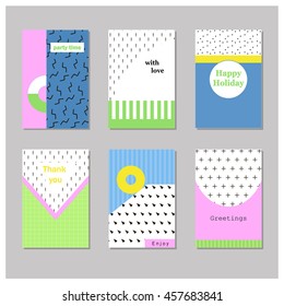 Set of creative universal cards. Geometric design. Wedding, birthday, anniversary, party, Valentine's day, invitation