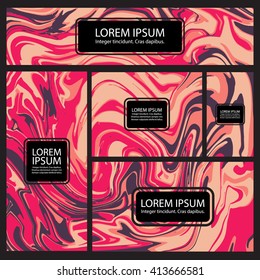 set of creative universal cards, illustration with liquid ink, vector abstract background, set of creative cards,