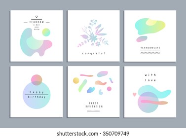 Set kreativer universeller Karten. Hochzeit, Jahrestag, Geburtstag, Valentinstag, Party. Design für Poster, Karte, Einladung, Plakat, Broschüre, Flyer. Vektorgrafik. Einzeln.