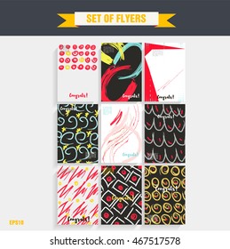 Set of creative universal cards for wedding, anniversary, birthday, Valentine's day party. Design for banner, poster, card, invitation, placard, brochure, flyer.