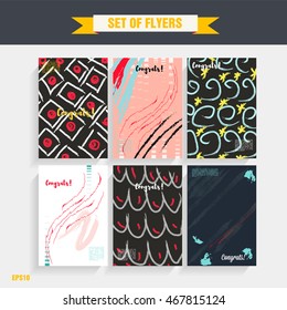 Set of creative universal cards for wedding, anniversary, birthday, Valentine's day party. Design for banner, poster, card, invitation, placard, brochure, flyer.