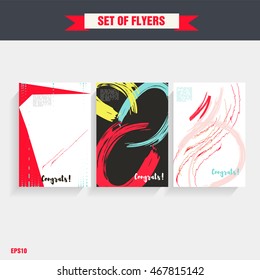 Set of creative universal cards for wedding, anniversary, birthday, Valentine's day party. Design for banner, poster, card, invitation, placard, brochure, flyer.
