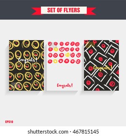 Set of creative universal cards for wedding, anniversary, birthday, Valentine's day party. Design for banner, poster, card, invitation, placard, brochure, flyer.