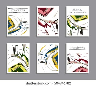 Set of creative universal cards,Wedding, anniversary, birthday, Valentine's day, party. Design for banner, poster, card, invitation, placard, brochure, flyer. Vector illustration.