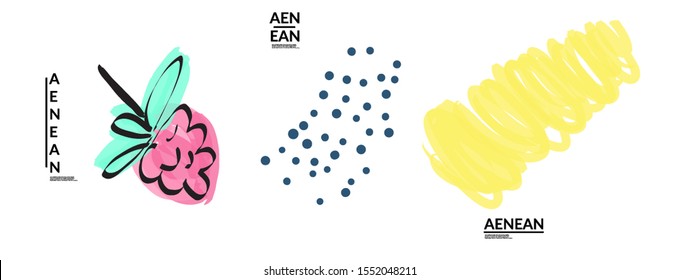 Set of creative universal doodles. Fun design elements with marker and ink textures. Simple hand drawn sketch style. Pencil and marker childish drawing. Kids art. Like child painting, design elements.