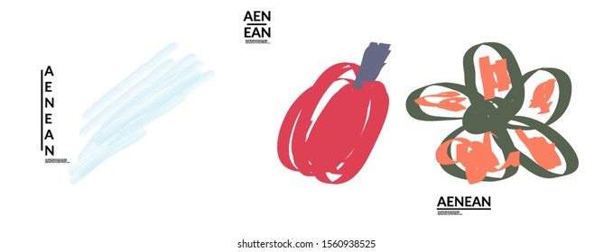 Set of creative universal doodles. Fun design elements with marker and ink textures. Simple hand drawn sketch style. Pencil and marker childish drawing. Kids art. Like child painting, design elements.