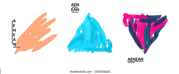 Set of creative universal doodles. Fun design elements with marker textures. Simple hand drawn geometric shapes. Marker childish drawing. Kids art. Like child painting, design elements.