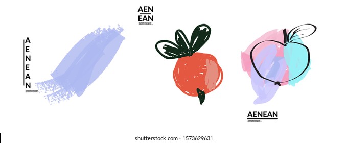 Set of creative universal doodles. Fun design elements with marker and ink textures. Simple hand drawn sketch style. Pencil and marker childish drawing. Kids art. Like child painting, design elements.