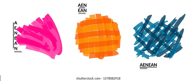 Set of creative universal doodles. Fun design elements with marker textures. Simple hand drawn geometric shapes. Marker childish drawing. Kids art. Like child painting, design elements.