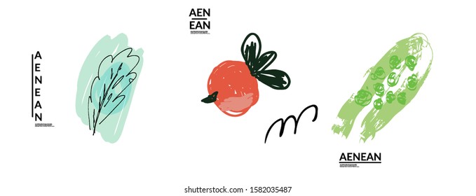 Set of creative universal doodles. Fun design elements with marker and ink textures. Simple hand drawn sketch style. Pencil and marker childish drawing. Kids art. Like child painting, design elements.