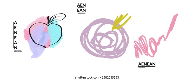 Set of creative universal doodles. Fun design elements with marker and ink textures. Simple hand drawn sketch style. Pencil and marker childish drawing. Kids art. Like child painting, design elements.