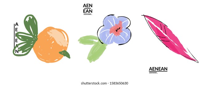 Set of creative universal doodles. Fun design elements with marker and ink textures. Simple hand drawn sketch style. Pencil and marker childish drawing. Kids art. Like child painting, design elements.