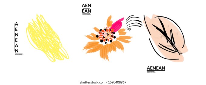 Set of creative universal doodles. Fun design elements with marker and ink textures. Simple hand drawn sketch style. Pencil and marker childish drawing. Kids art. Like child painting, design elements.