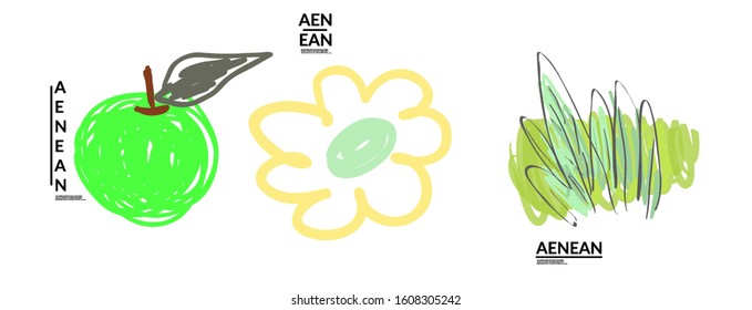 Set creative universal doodles