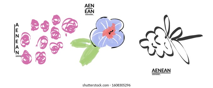 Set of creative universal doodles. Fun design elements with marker and ink textures. Simple hand drawn sketch style. Pencil and marker childish drawing. Kids art. Like child painting, design elements.