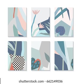 Set of creative universal floral cards. Wedding, anniversary, birthday, Valentin's day, party invitations.