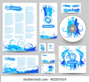 Set of Creative Universal Templates. Cards Marine Underwater Design. Hand Drawn Textures. Wedding, Anniversary, Birthday, Valentine's day, Party. Design for Banner, Poster, Card. Vector. Isolated.